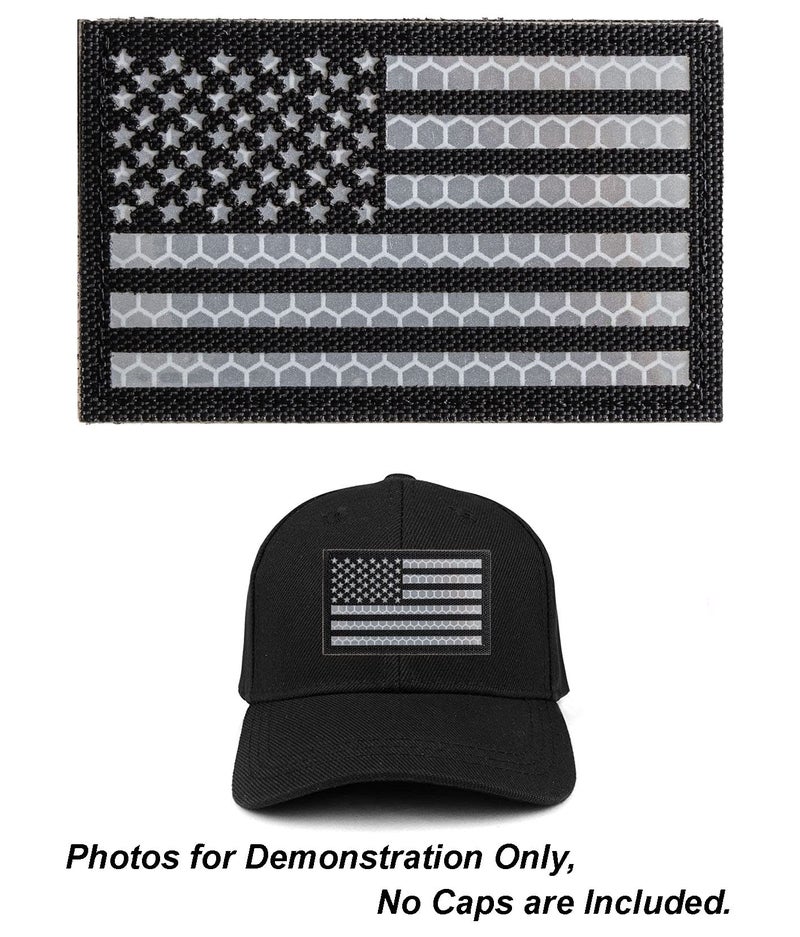 MAXXPRO Reflective Tactical Patches of USA American Flag, with Hook and Loop for Backpacks Caps Hats Jackets Pants, Military Army Uniform Morale Emblems, Size 3x2 Inches - Image 2